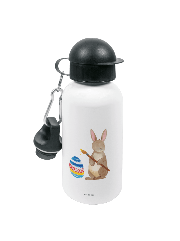 Kindertrinkflasche Hase Eier Malen ohne Spruch in Weiß