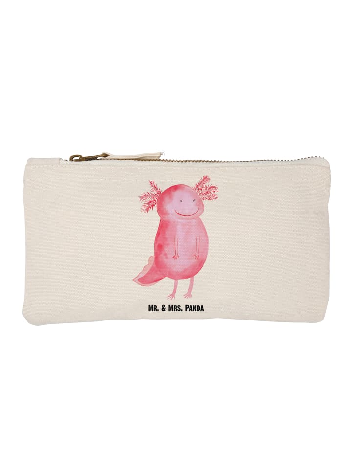 Schminktasche Axolotl Glücklich ohne Spruch in Weiß