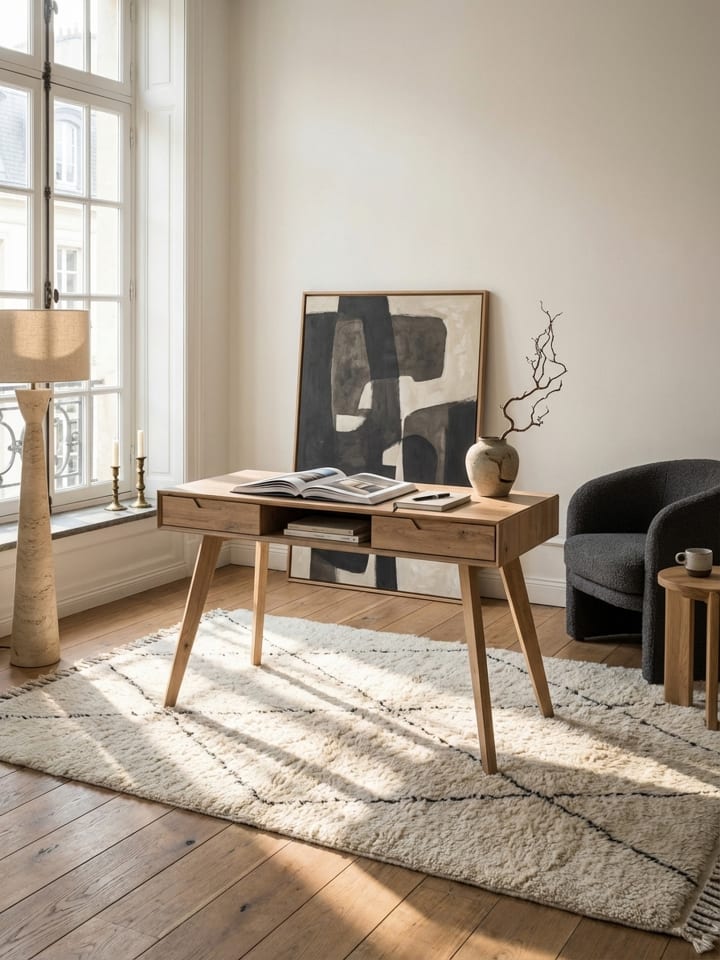 Schreibtisch 120x55x77 cm Eiche Dekor mit Stauraum