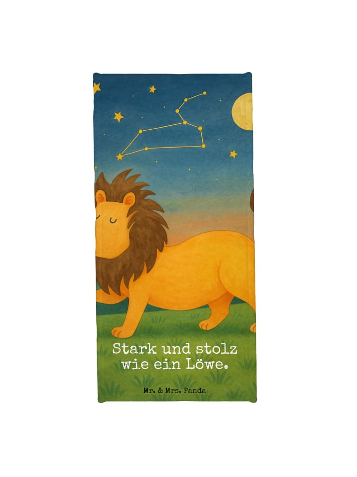 Duschtuch Sternzeichen Löwe Design mit Spruch in Weiß