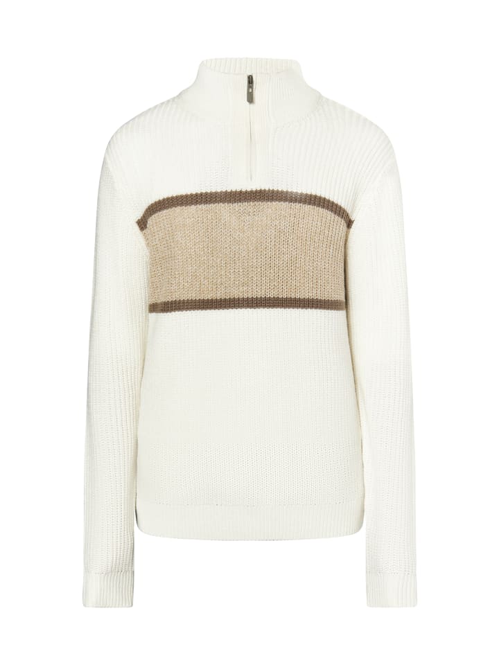 Herren Grobstrickpullover in Weiss Mehrfarbig