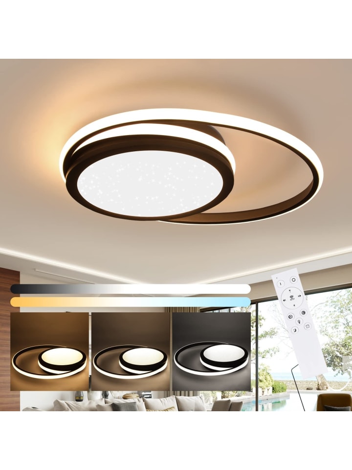 Deckenleuchte LED in schwarz 46W rund dimmbar Moderne Flurlampe Sternenhimmel