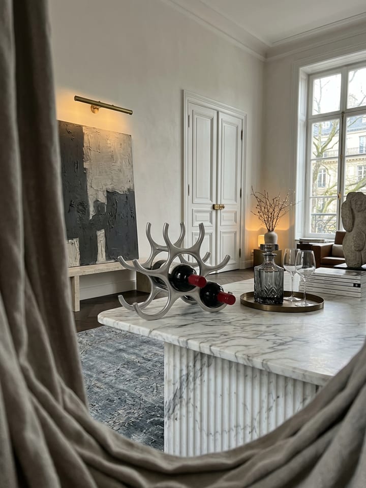 Design Aluminium Weinregal 6 Flaschen in Silber 29x24x14 cm,