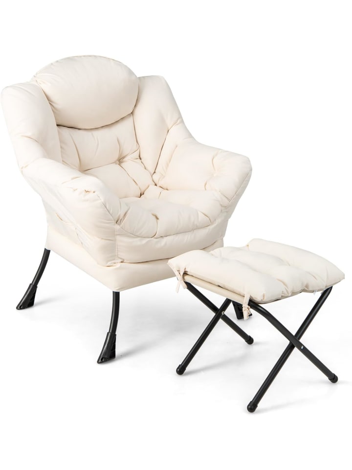 Relaxsessel mit Hocker in Beige
