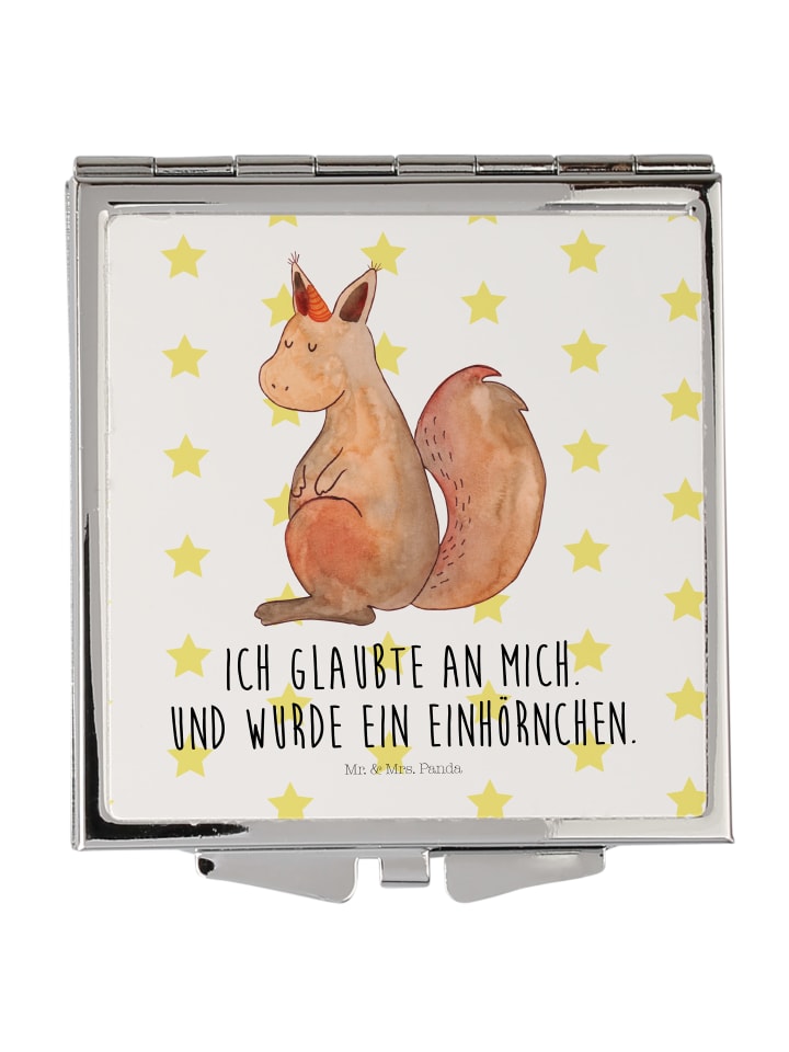 Schminkspiegel Einhorn Glauben mit Spruch in Weiß