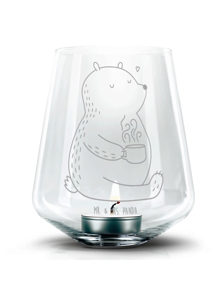 Windlichtglas Bär Morgenkaffee ohne Spruch in Transparent