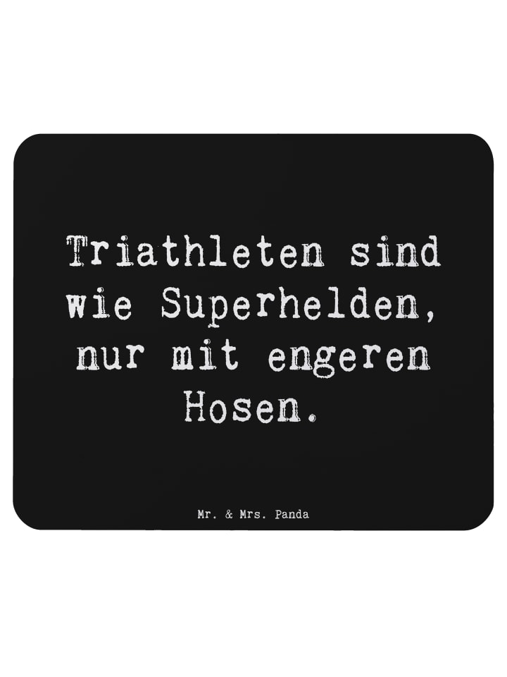 Mousepad Spruch Triathlon Superheld mit Spruch in Schwarz