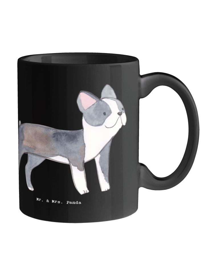Trinkbecher Boston Terrier mit Spruch in Schwarz
