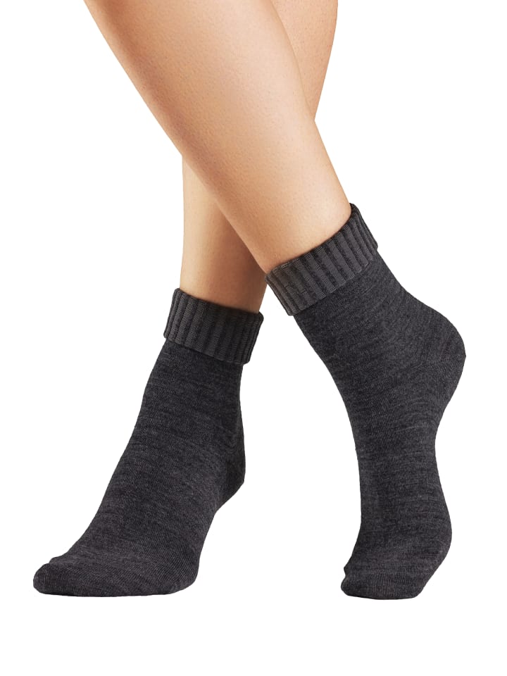 Umschlagsocken in 2x anthrazit meliert, 1x grau meliert