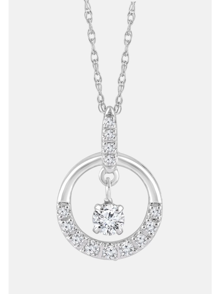 Halskette aus 585 Weißgold mit Diamant