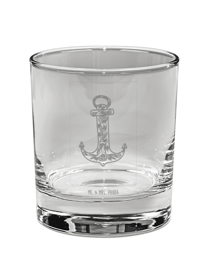 Whiskeyglas Anker Blau ohne Spruch in Transparent