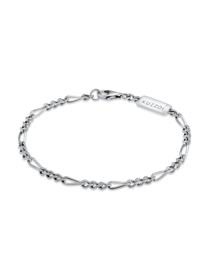 Armband 925 Sterling Silber Figaro in Schwarz