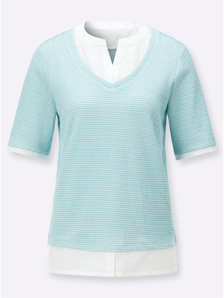 2-in-1-Shirt in mint-weiß-bedruckt
