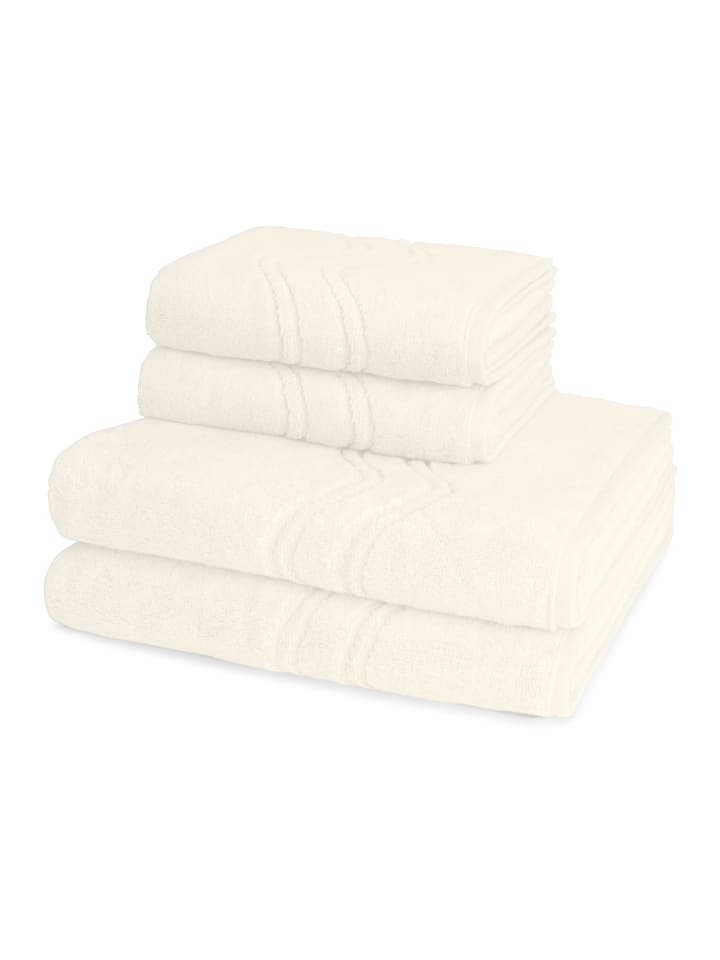 2 X Handtuch 2 X Duschtuch im Set Cashmere feeling in Champagner