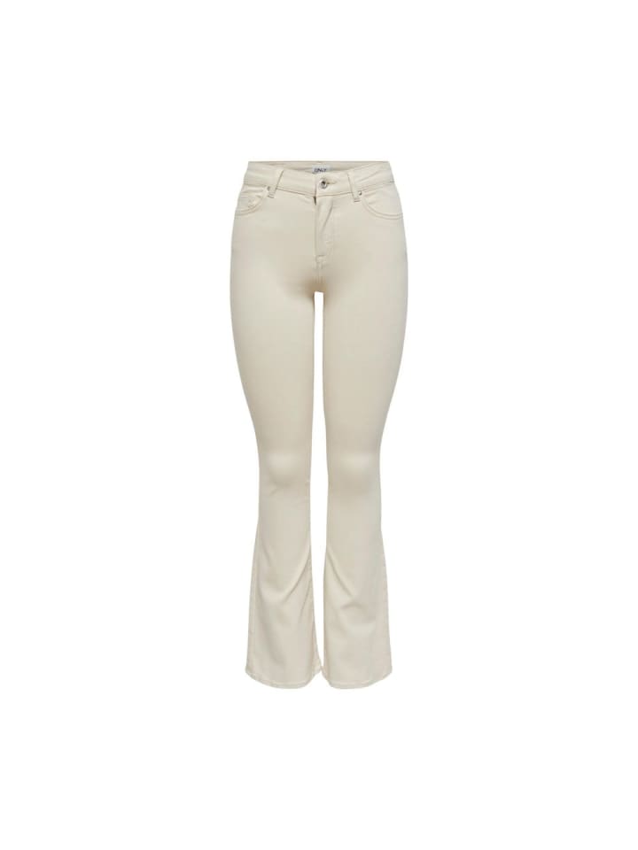 Creme Baumwolle Bootcut-Jeans