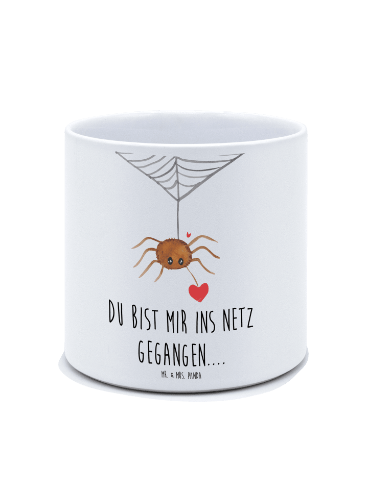Pflanzkübel Spinne Agathe Liebe mit Spruch in Weiß