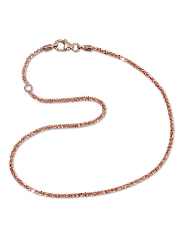 Fußkette Silber 925 Sterling Silber, vergoldet (Roségold 333) ca. 26,5cm