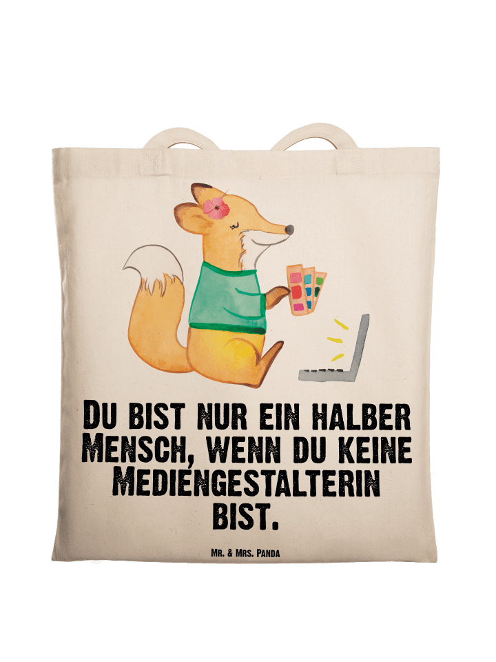 Shopping Tasche Mediengestalterin Herz mit Spruch in Creme