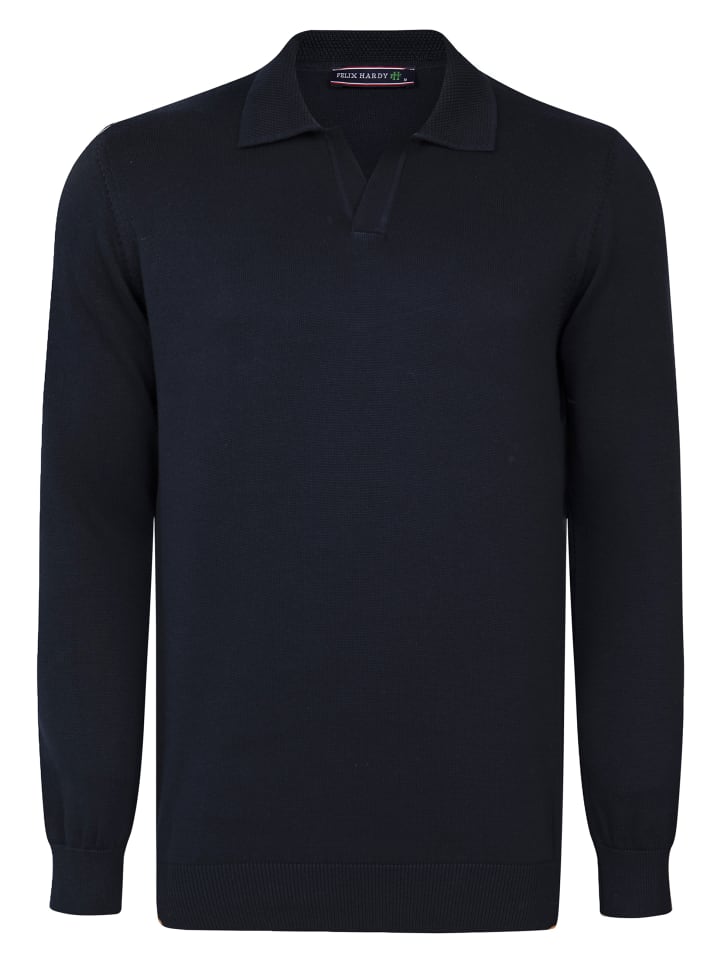 Polo Kragen Langarm Pullover in navy
