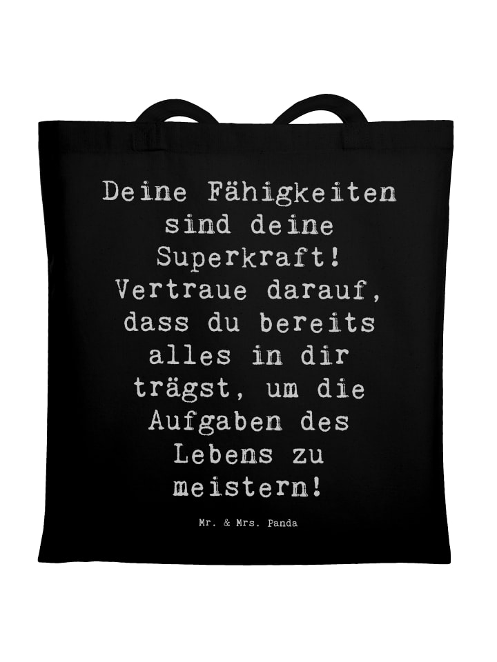 Shopping Tasche Spruch Vertrauen in Fähigkeiten... in Schwarz