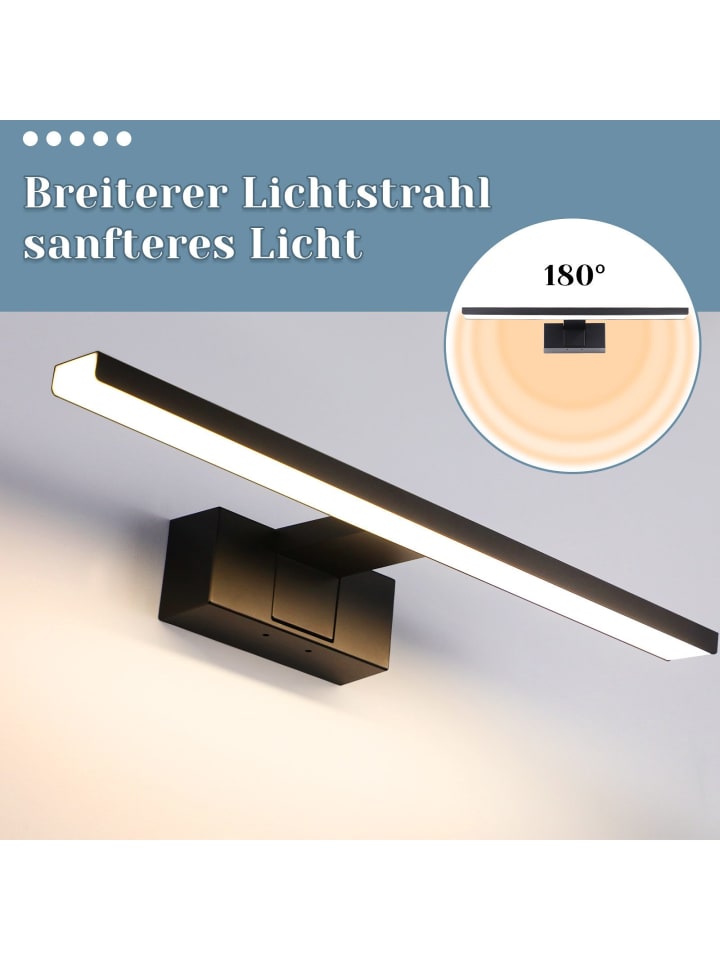 Spiegelleuchte in schwarz L 30CM Badezimmerlampe Neutralweiß 6W