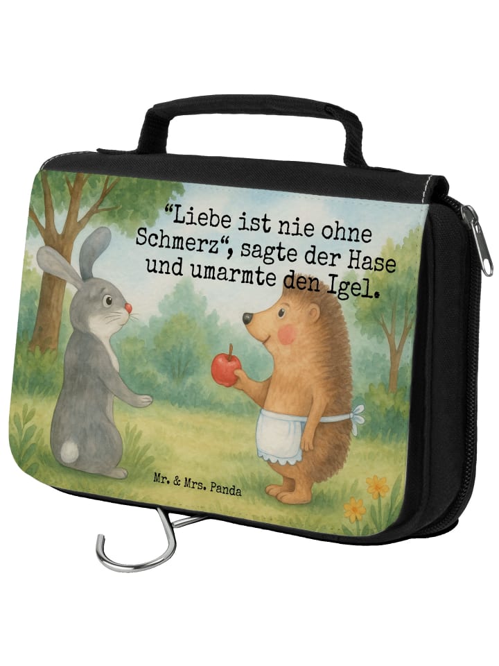 Kosmetiktäschchen Hase Igel Design mit Spruch in Weiß