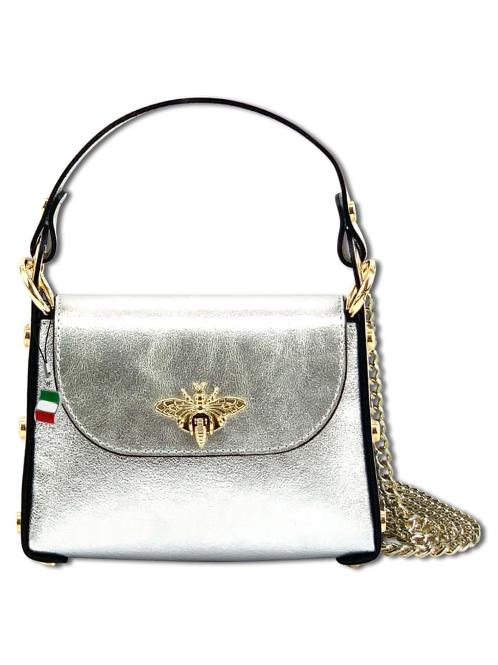 Florence Umhängetasche Leder silber ca. 19cm