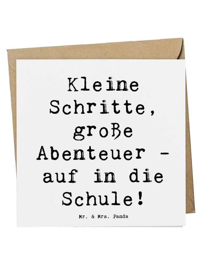 Grußkarte Spruch Schulanfang Abenteuer mit Spruch in Weiß