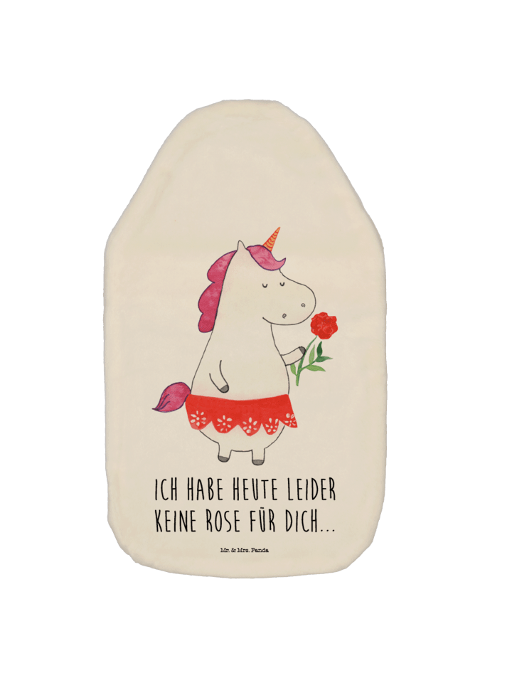 Wärmflasche Einhorn Dame mit Spruch in Weiß