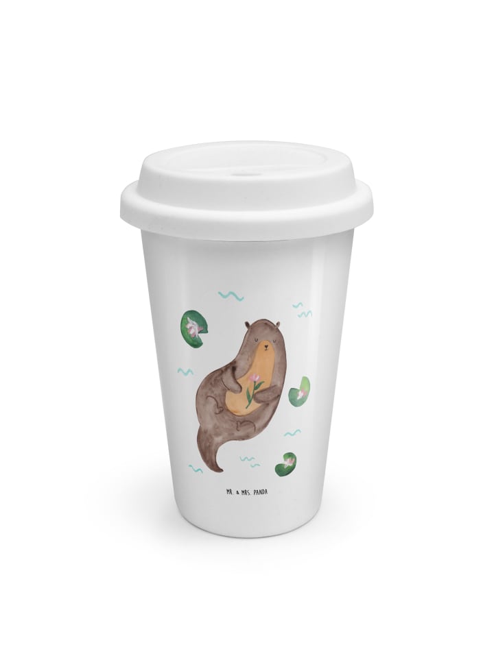To Go Becher Otter Seerose ohne Spruch in Weiß