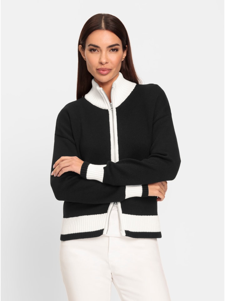 Strickjacke in schwarz-ecru-gemustert