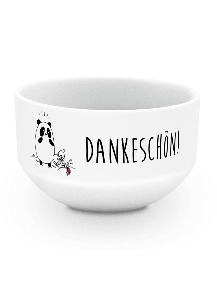 Schüssel Panda Dankeschön mit Spruch in Weiß