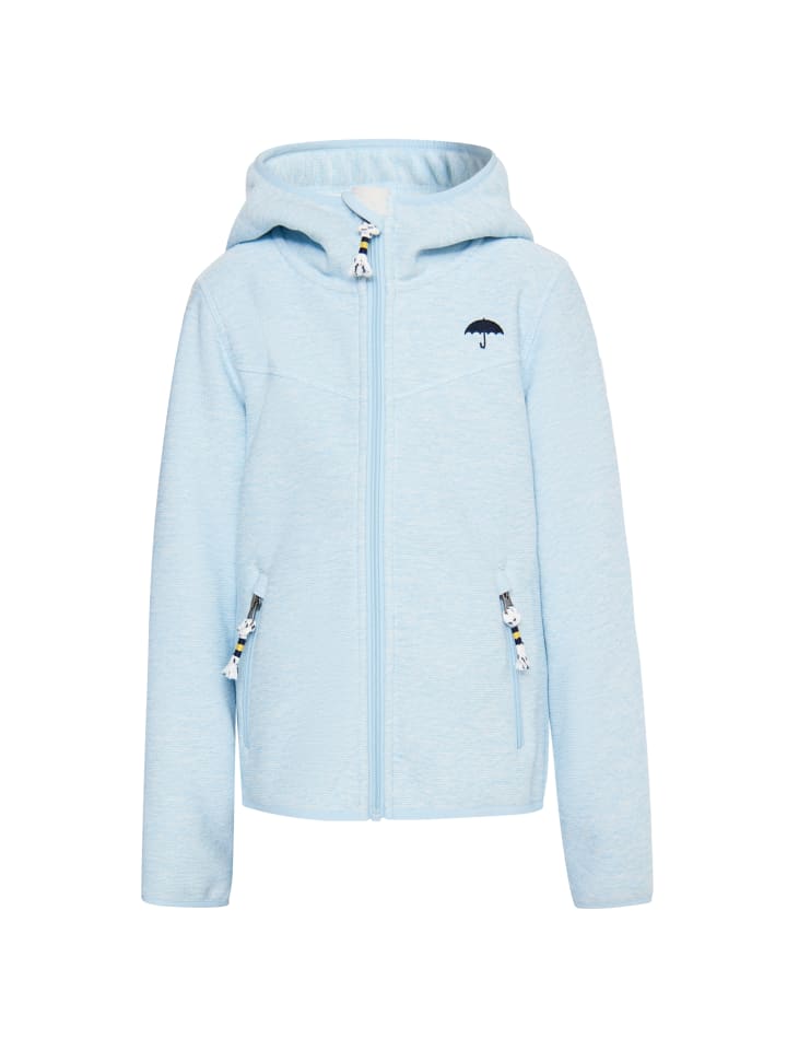 Mädels Strickfleeceblouson Mit Teddyfutter in Eisblau Melange