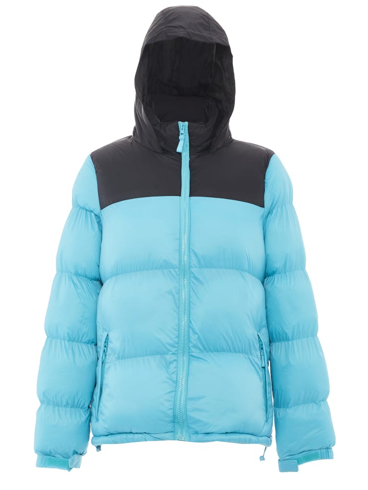Damen Wattierte Steppjacke in Türkis Schwarz