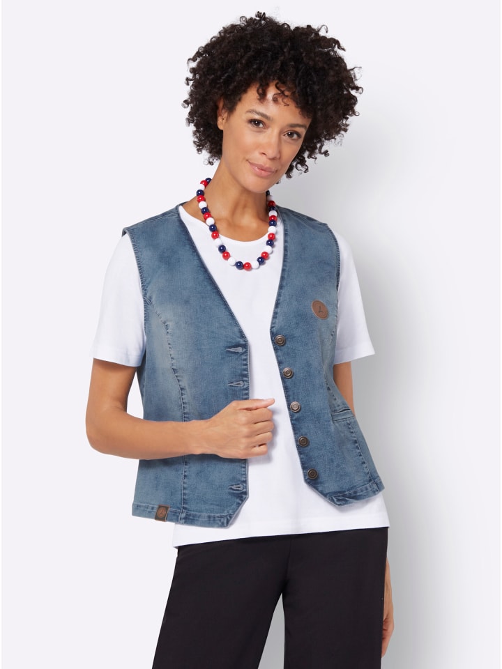 Jeans-Weste in blue-bleached