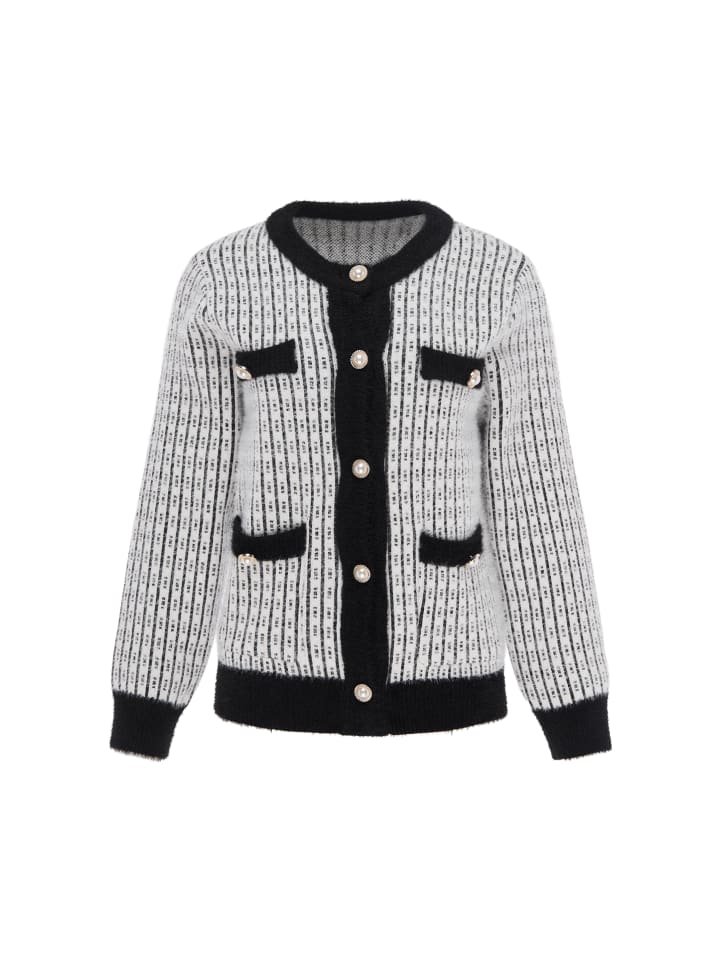 Women Cardigan in Black Offwhite
