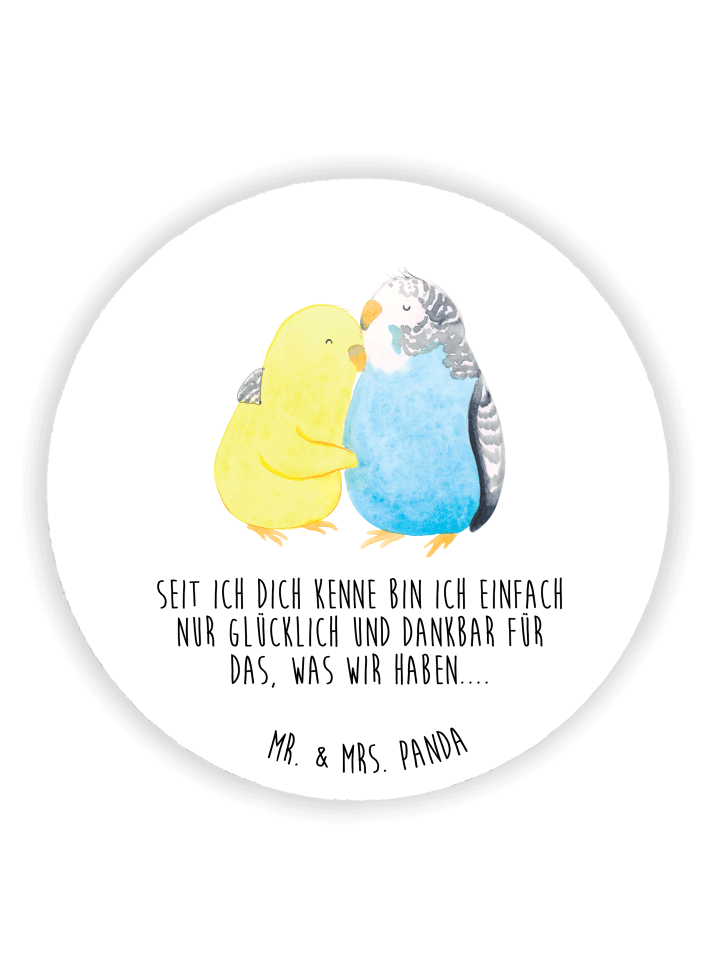 Kühlschrankmagnet Wellensittich Liebe mit Spruch in Weiß