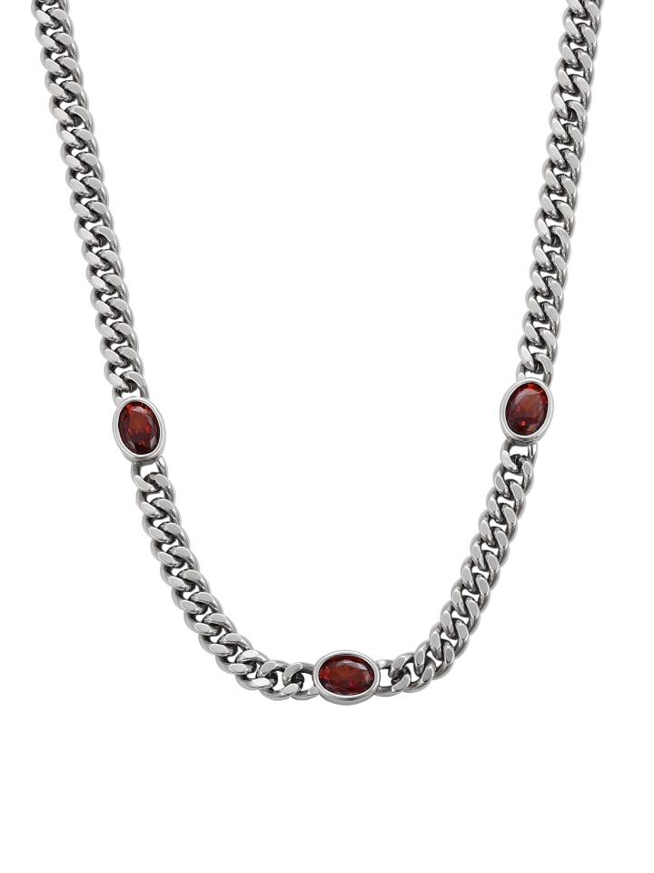 Women Chain Necklace in Silver Red