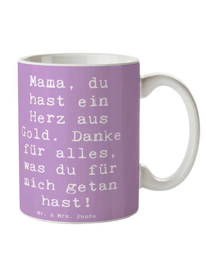 Kaffeebecher Spruch Mama Herz Gold mit Spruch in Lavendeltraum