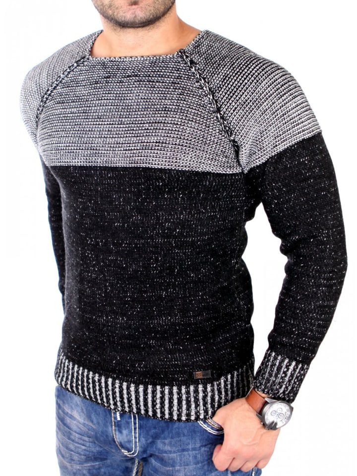 Strickpullover Two-Tone in schwarz