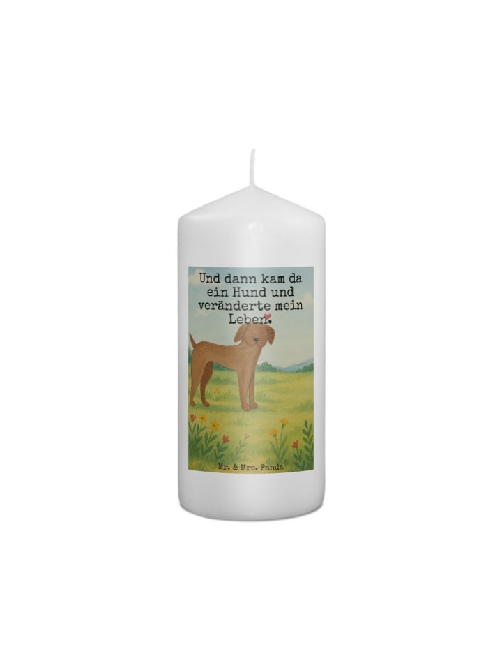 Kerze Hund Dogge Design mit Spruch in Weiß