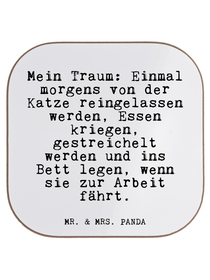 Glas-Untersetzer Mein Traum: Einmal morgens... ... in Weiß