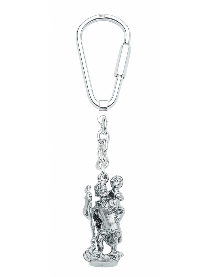 Damen 925 Silber Schlüsselanhänger Christophorus in silber