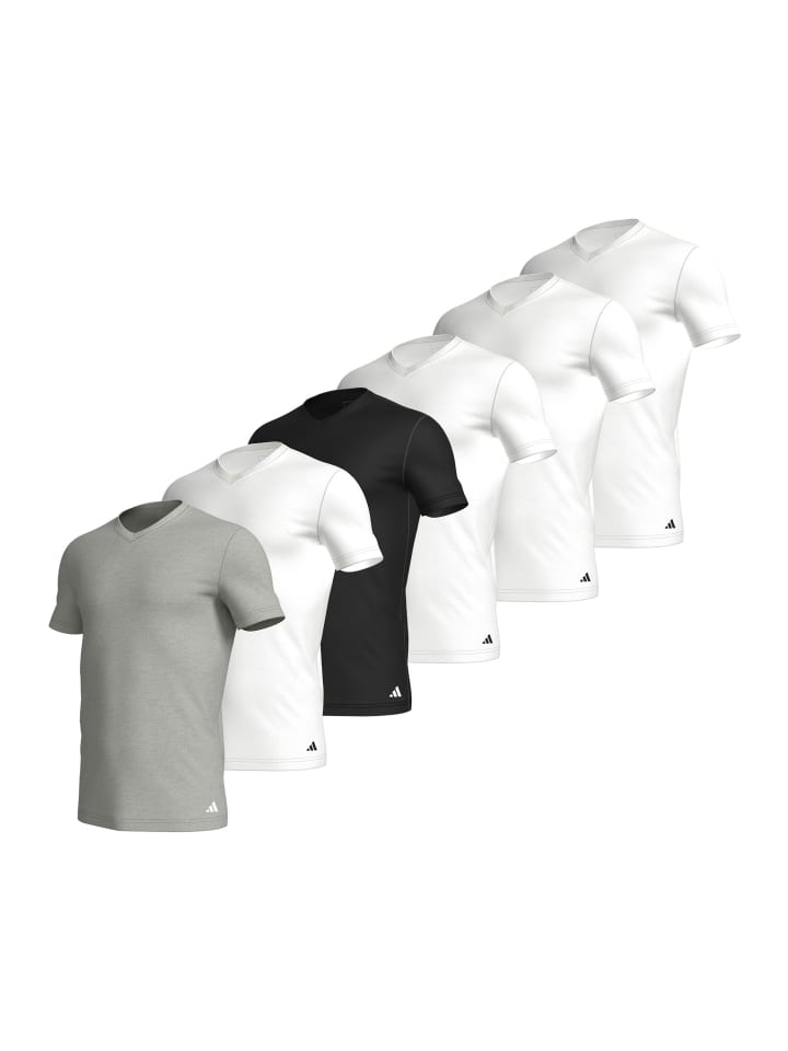 Unterhemd / Shirt Kurzarm Active Core Cotton in Weiß / schwarz / grau