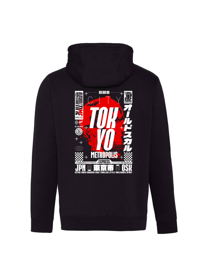 Kapuzensweater ASIAN METROPOLIS SKULL GRAPHIC in Black