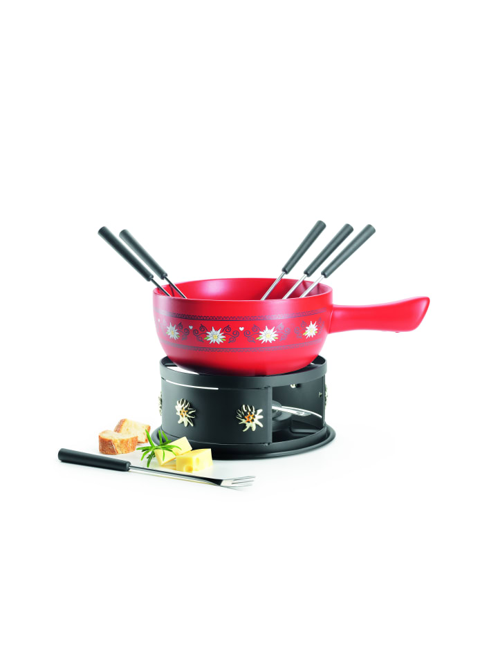 Käsefondueset in Rot, Schwarz