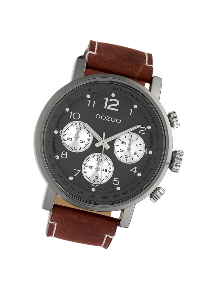 Analog-Armbanduhr Oozoo Timepieces braun extra groß (ca. 48mm)