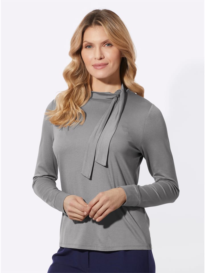Stehkragen-Shirt in grau