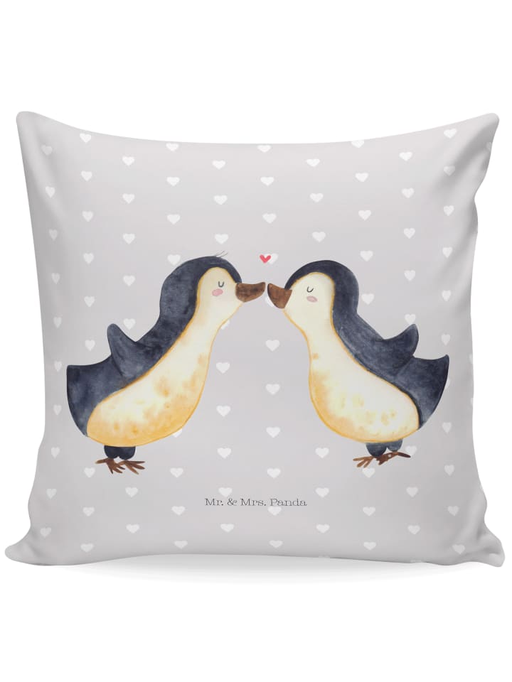 Kopfkissen Pinguin Liebe ohne Spruch in Grau Pastell
