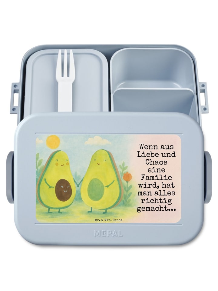 Bentobox Avocado Pärchen Design mit Spruch in Blau Pastell